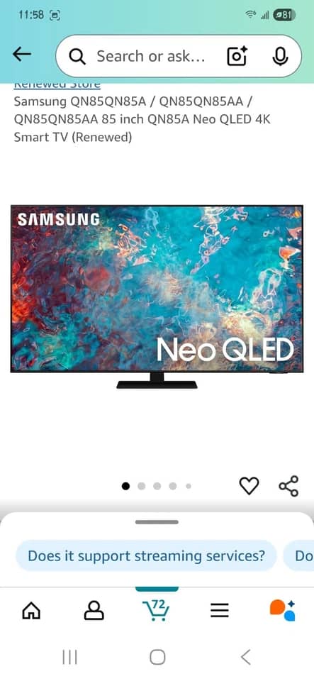 Samsung QN85Q60DAFXZA TVs