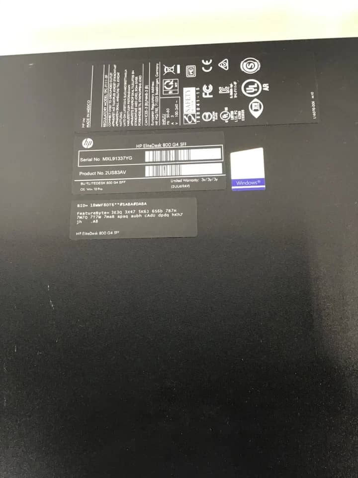 HP EliteDesk 800 G4 SFF Computers 256GB DDR4 Refurbished - Excellent