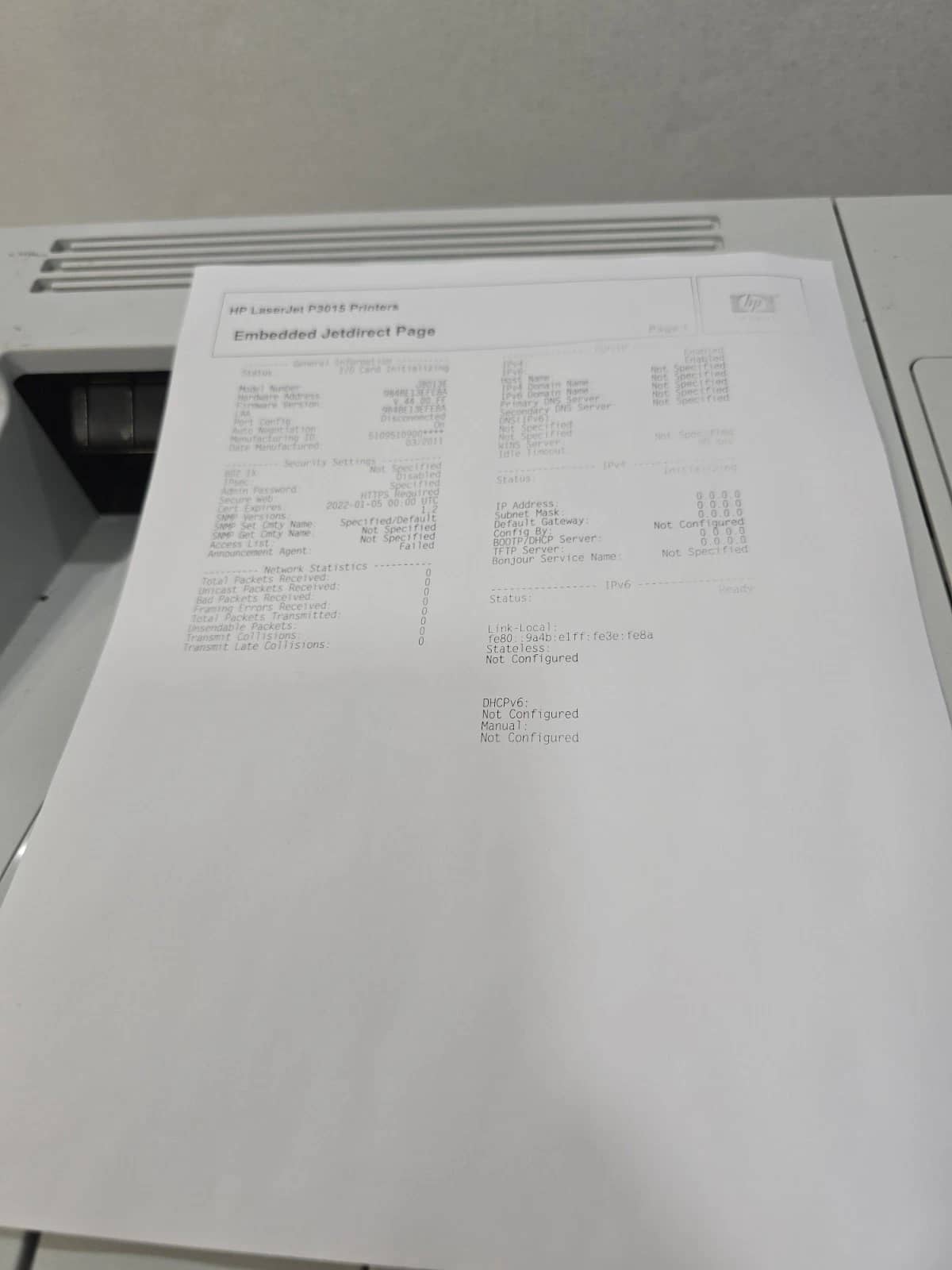 HP P3015dn, CE528A Printers Used - Good