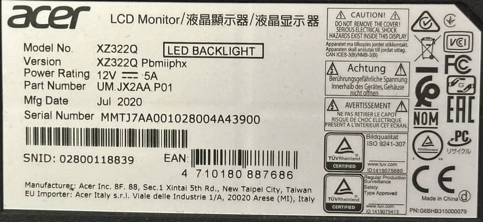 Acer XZ322Q Monitors