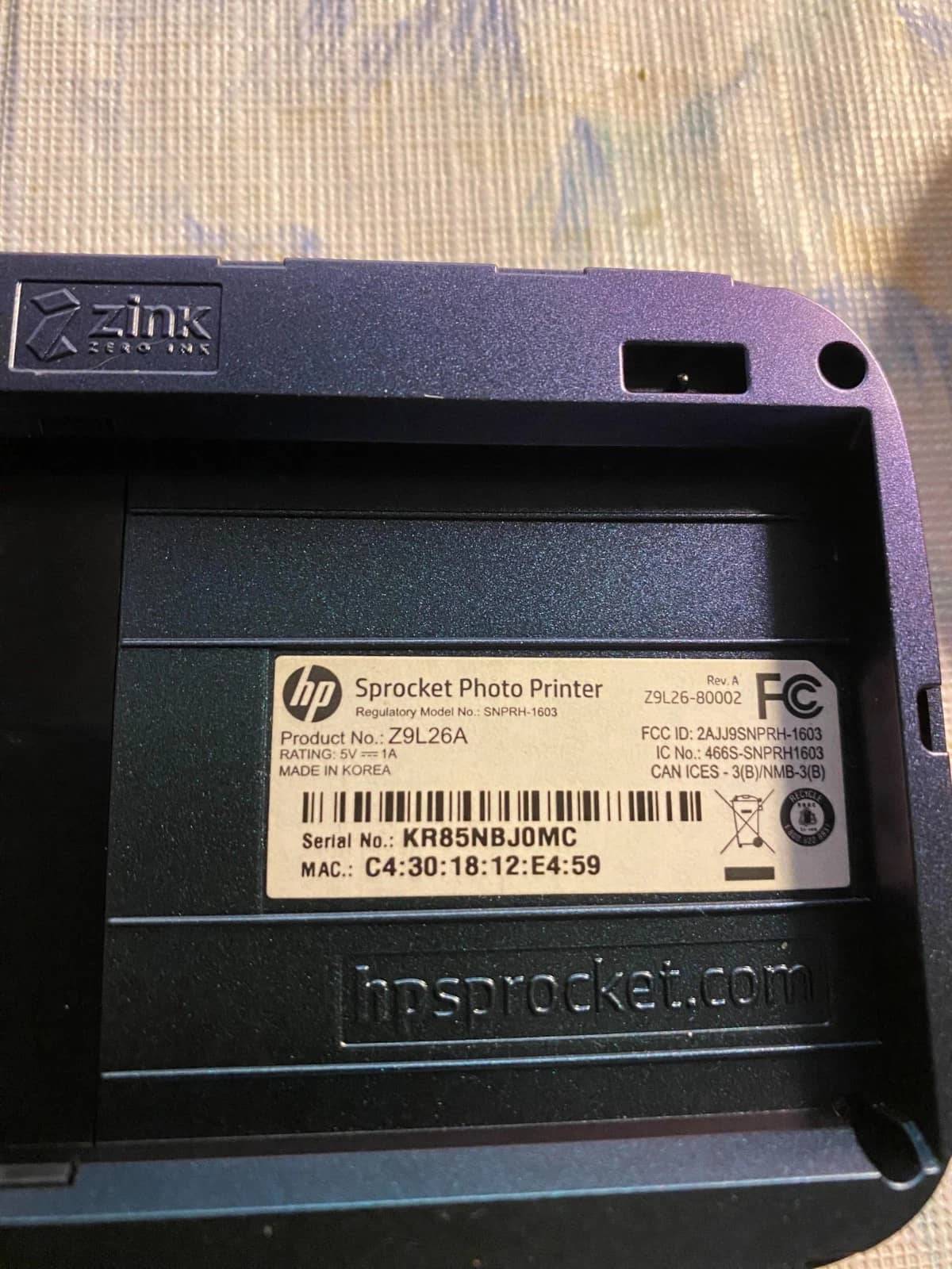 HP Sprocket Mini SNPRH-1603 Printers Used - Good