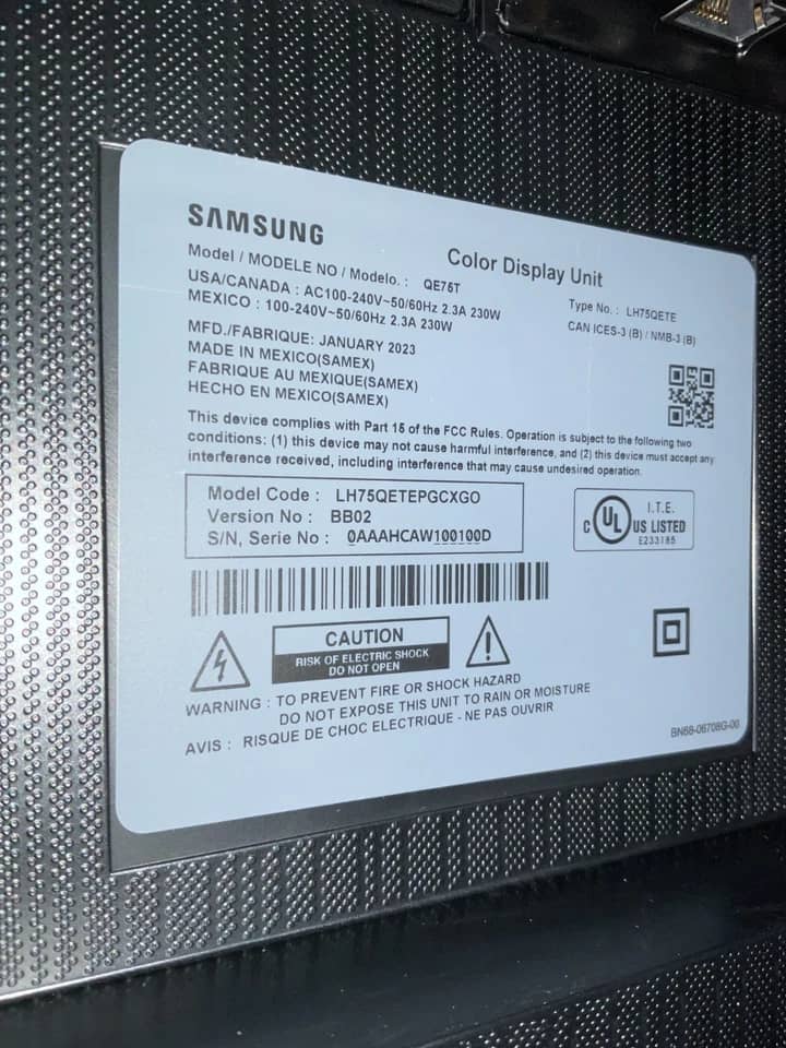 Samsung QE75T Monitors