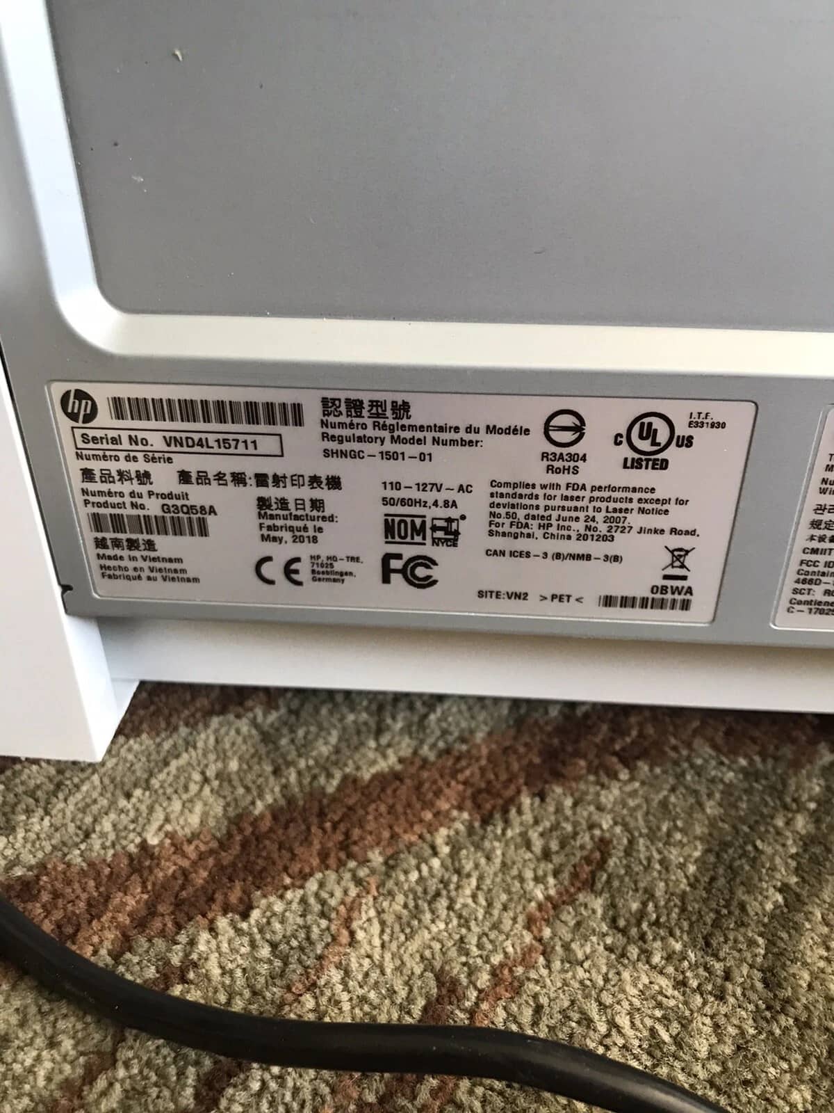 HP LaserJet Pro MFP M130nw, G3Q58A Printers Used - Good