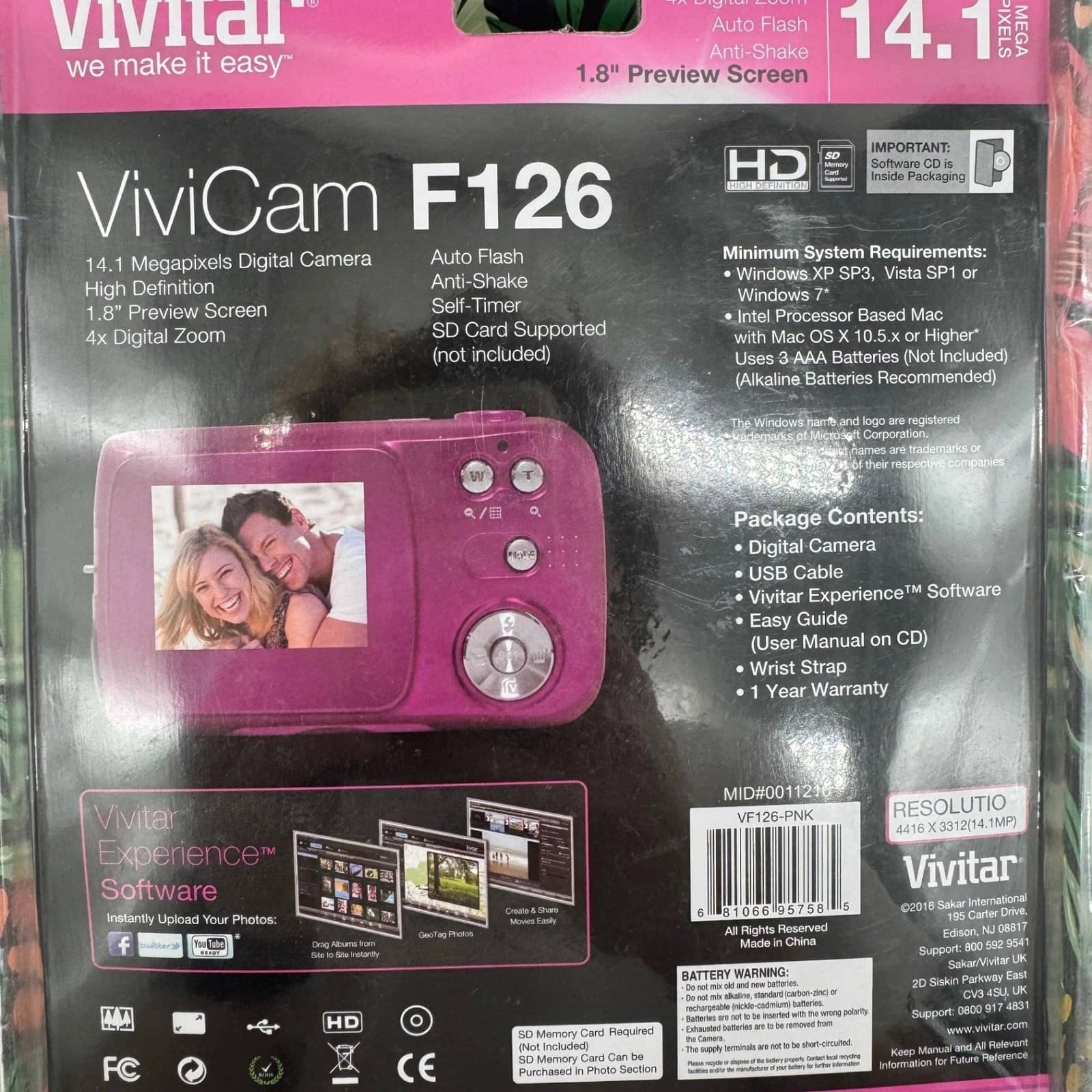 Vivitar ViviCam F126 Digital Cameras Blue New Body Only