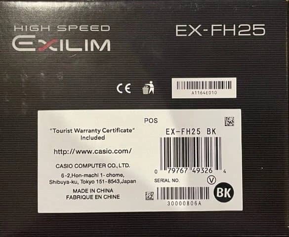Casio EX-FH25 Digital Cameras Black New Body Only