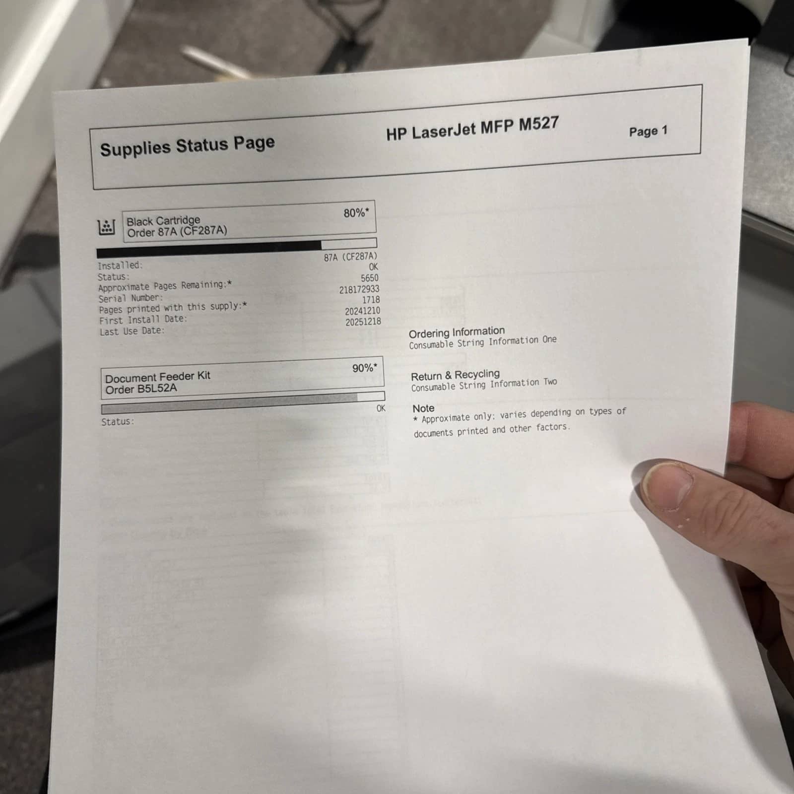 HP Laserjet Enterprise MFP M527 Printers Used - Good