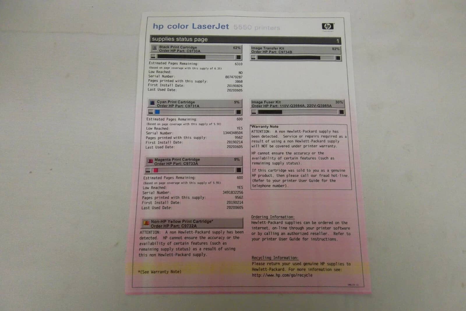 HP Color LaserJet 5550 Printers Used - Good