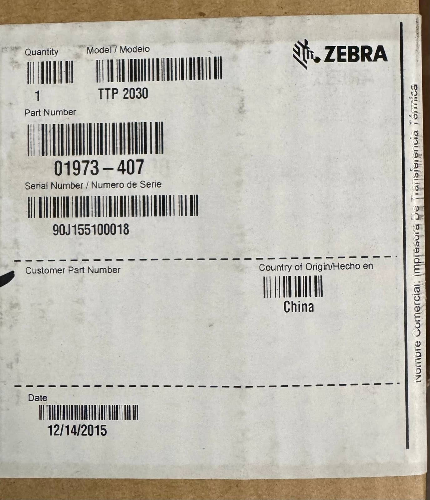 Zebra TTP 2030 Printers For parts or not working