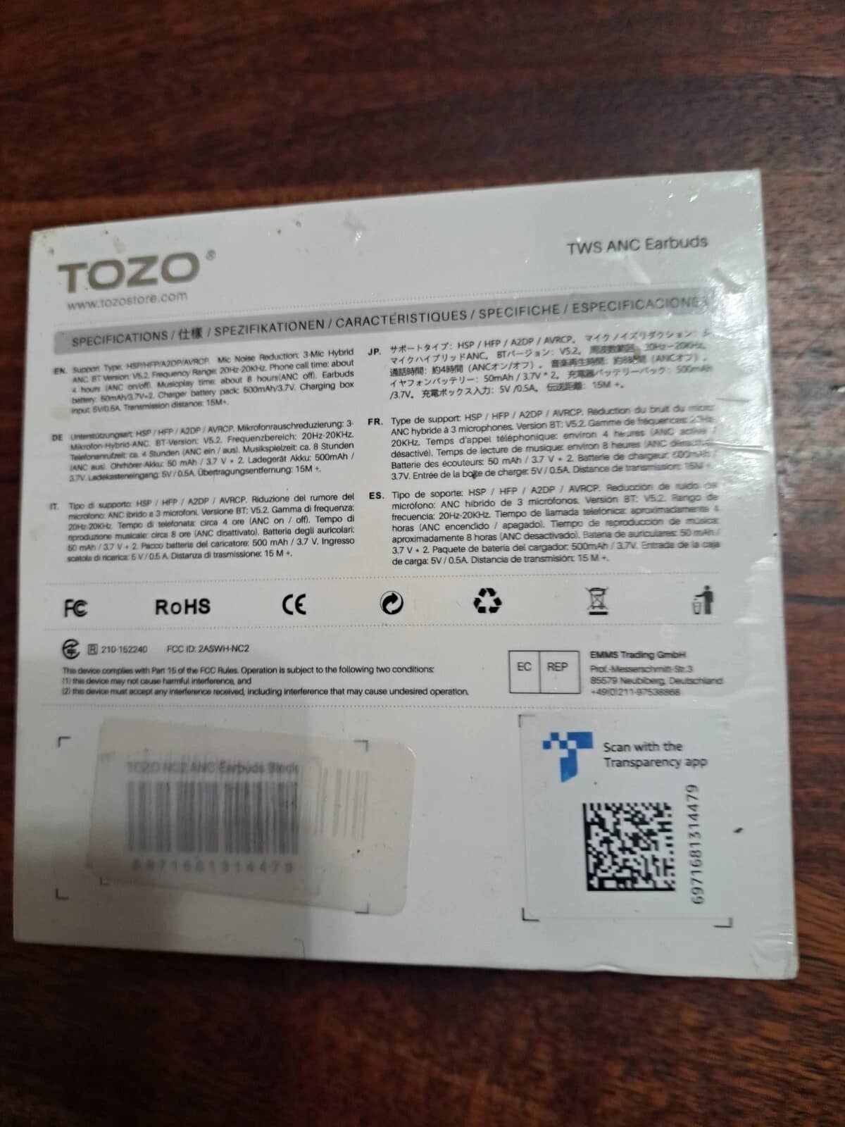 TOZO NC2 Headphones & Earbuds Black New