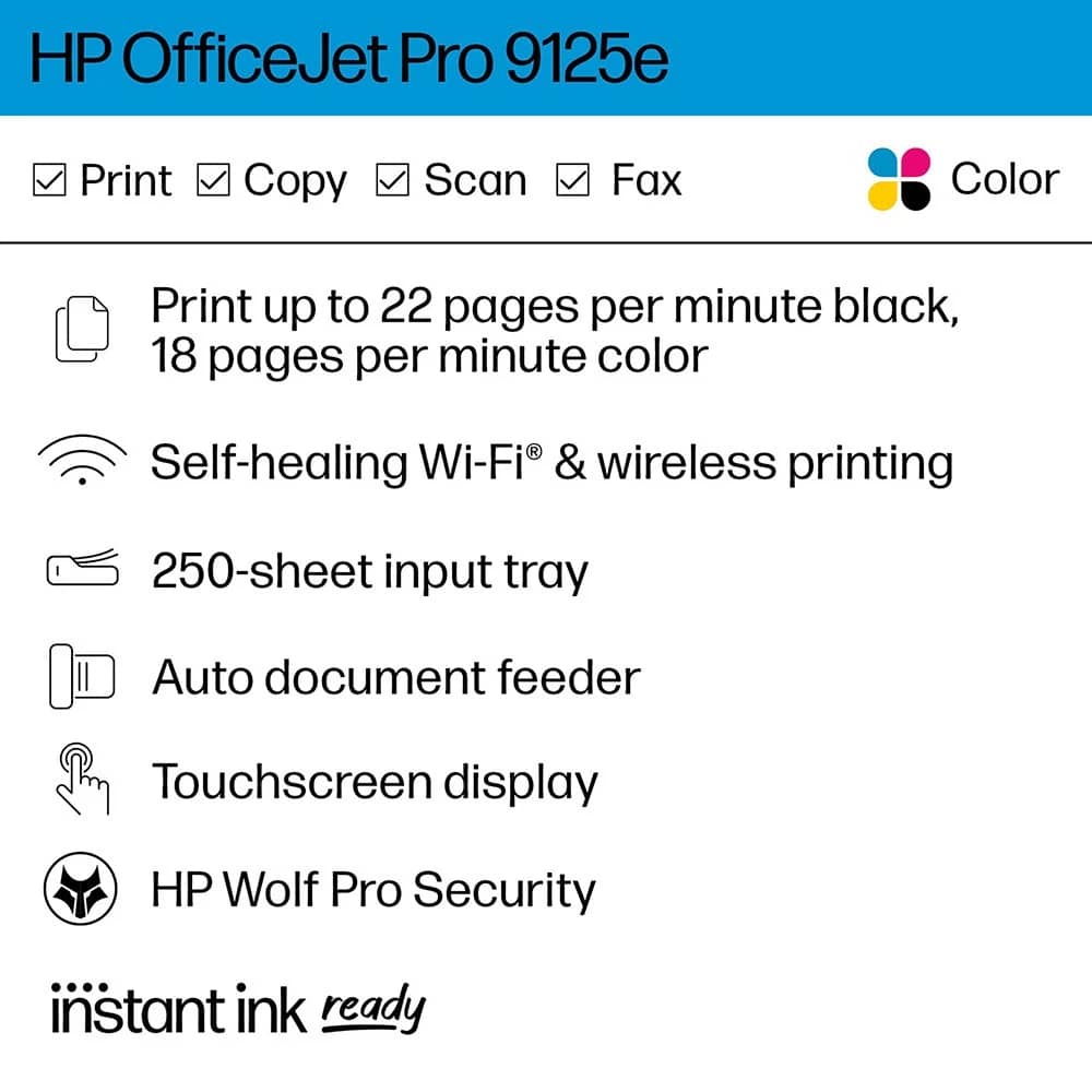 HP OfficeJet Pro 9125e Printers New