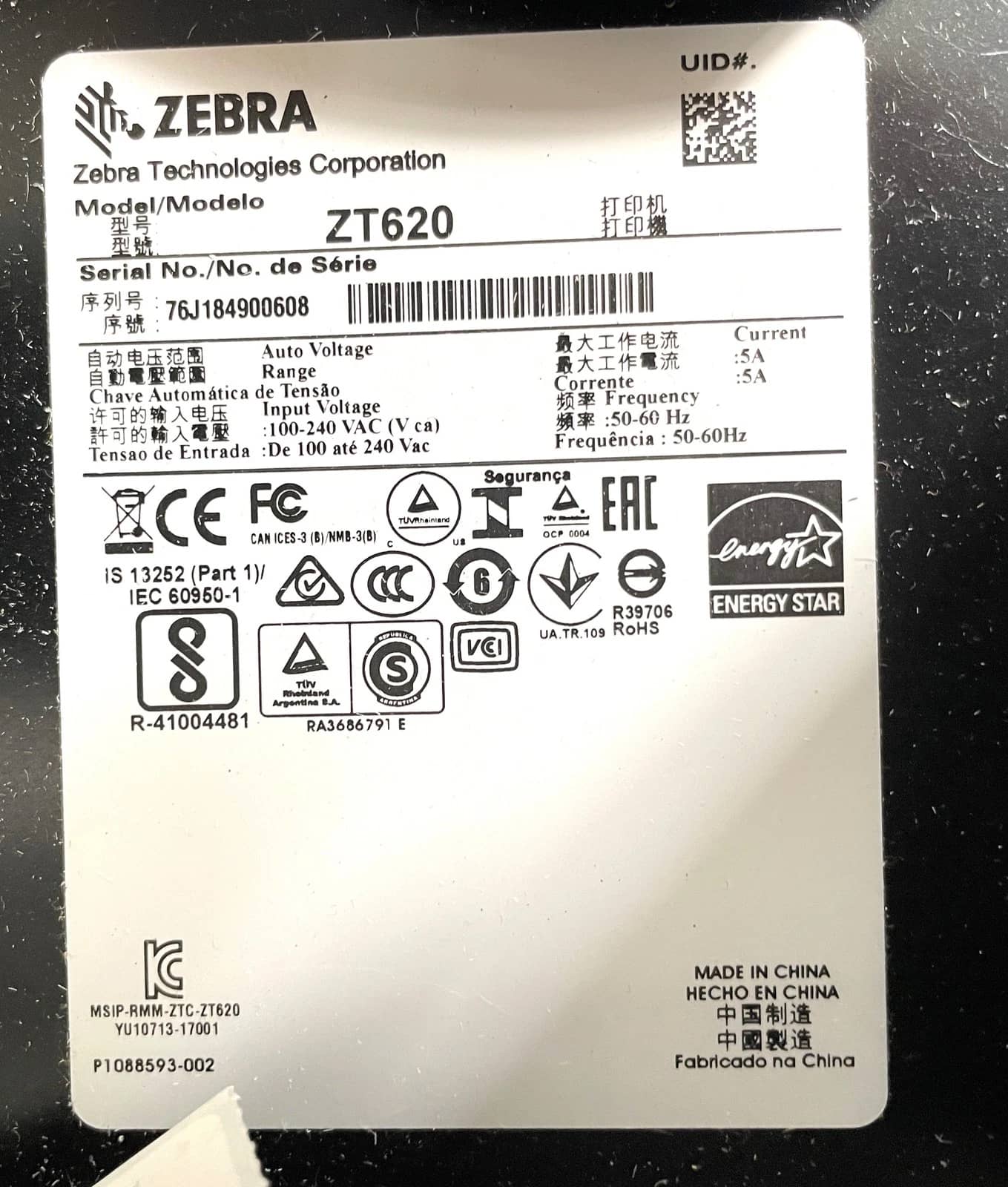 Zebra ZT62063 Printers For parts or not working