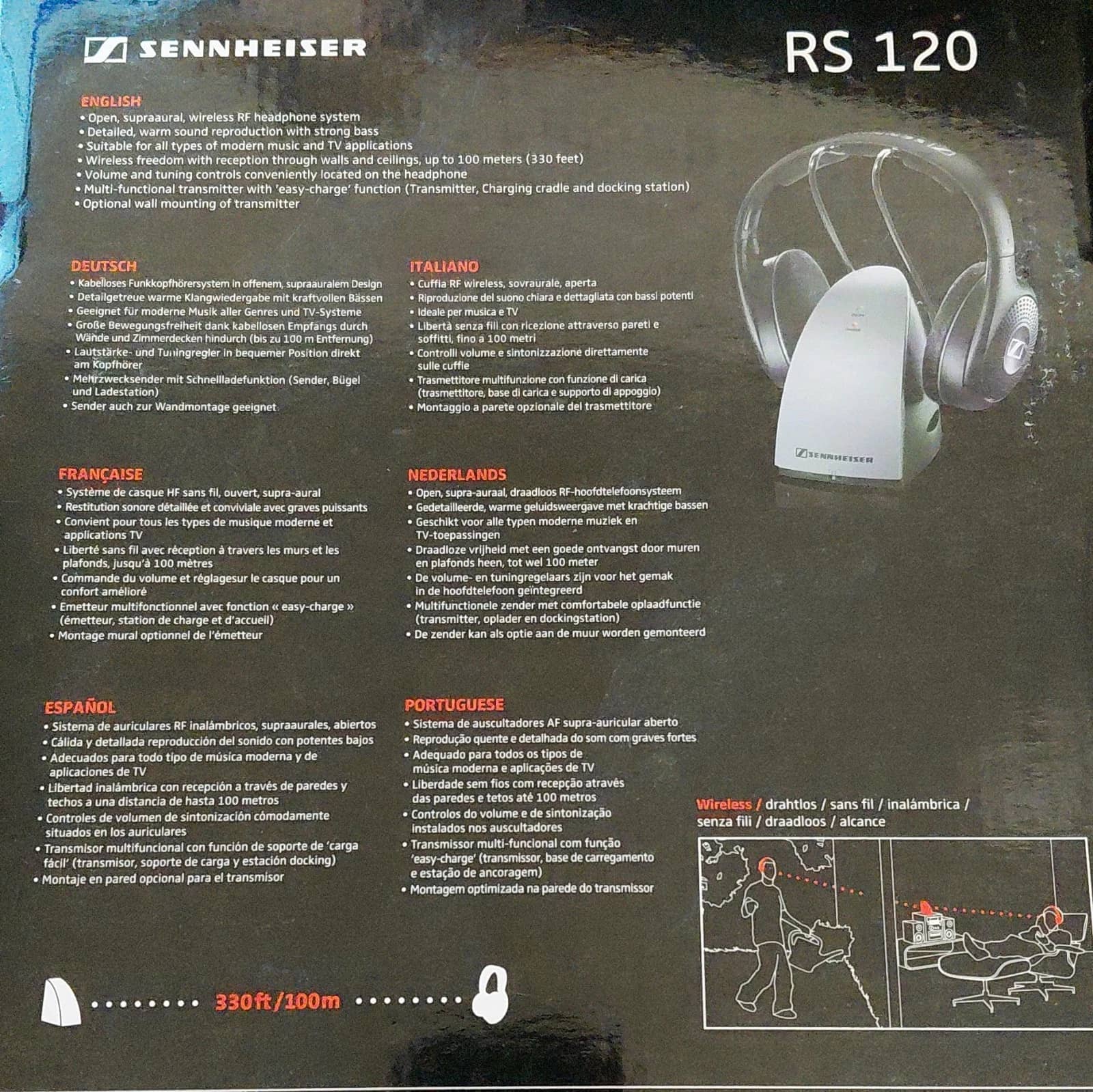 Sennheiser RS 120 Headphones & Earbuds Black Open-Box Excellent
