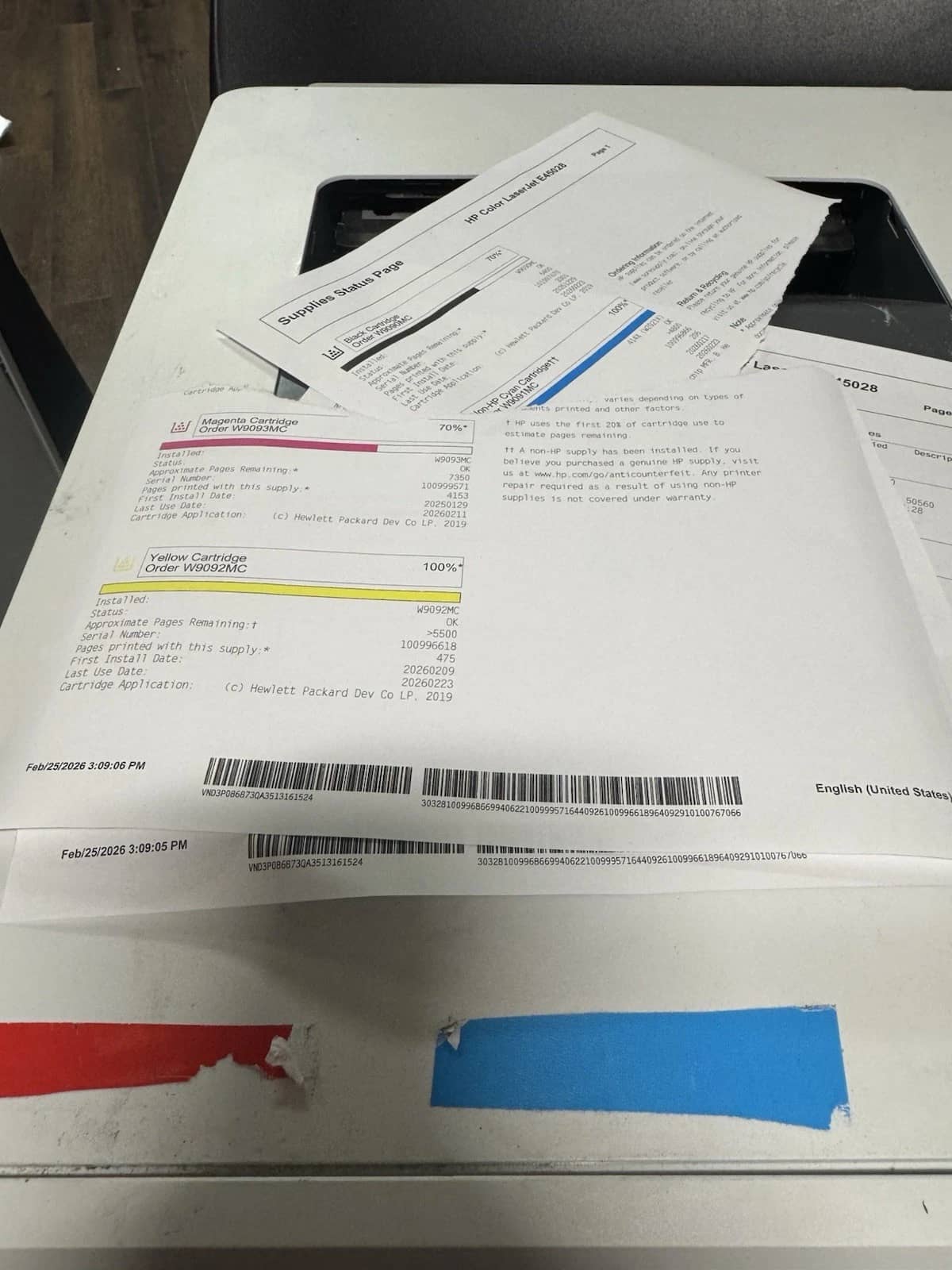 HP Color LaserJet Managed E45028 Printers Used - Good
