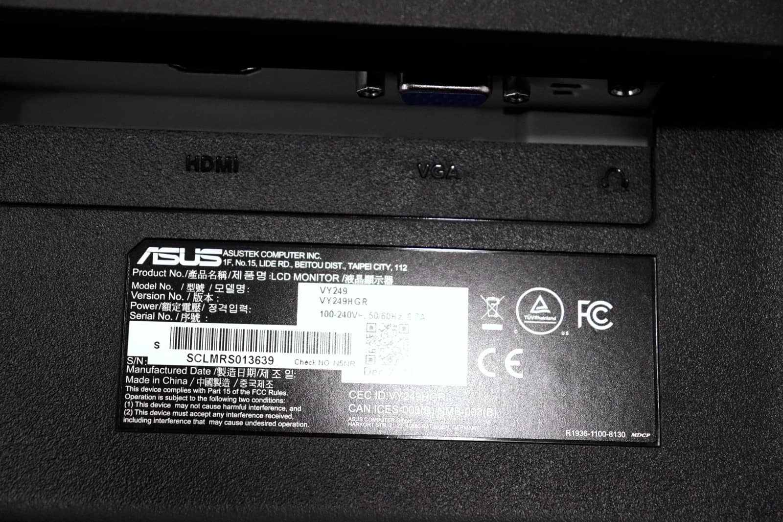 ASUS VY249HGR Monitors New