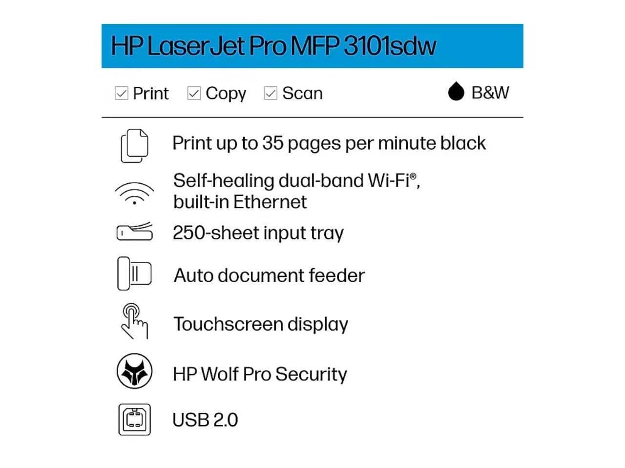 HP LaserJet Pro 3101sdw Printers New