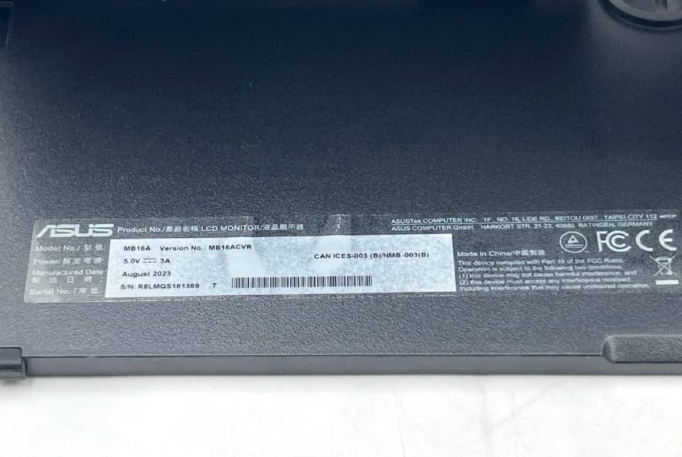 ASUS MB16ACVR Monitors