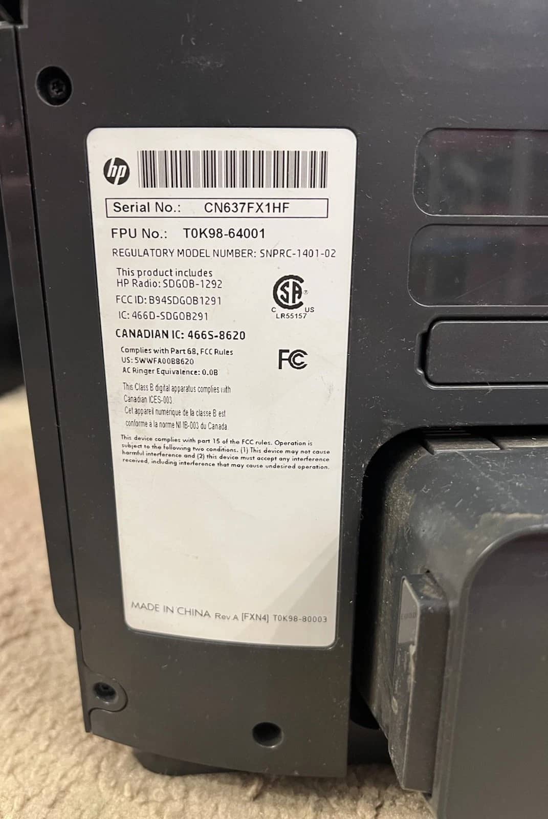 HP Officejet 8600 Series Printers For parts or not working