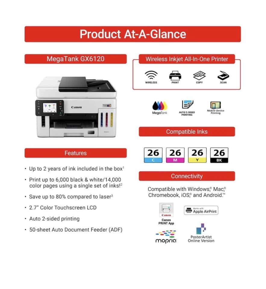Canon MAXIFY GX6120 Printers New