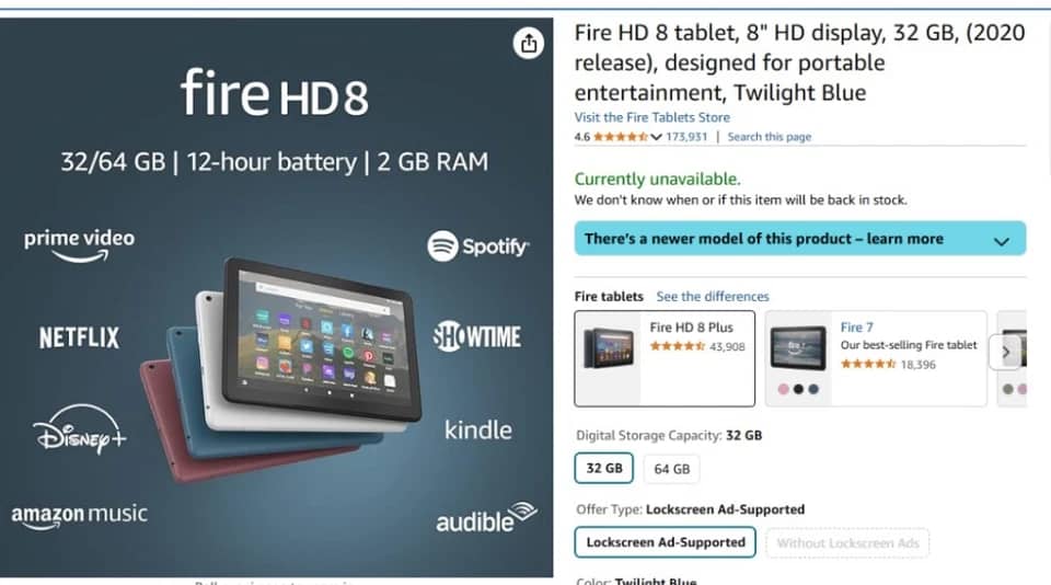 Amazon Fire HD 8 8th Tablets