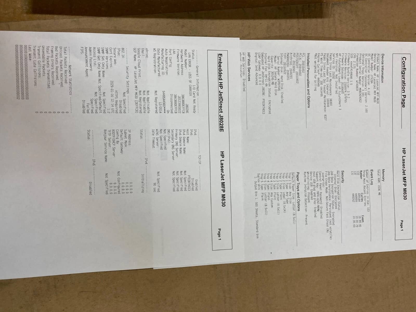 HP LaserJet Enterprise MFP M630 Printers Used - Good