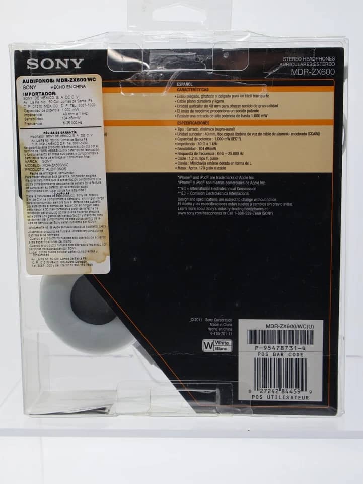 Sony MDR-ZX600 Headphones & Earbuds Gray New