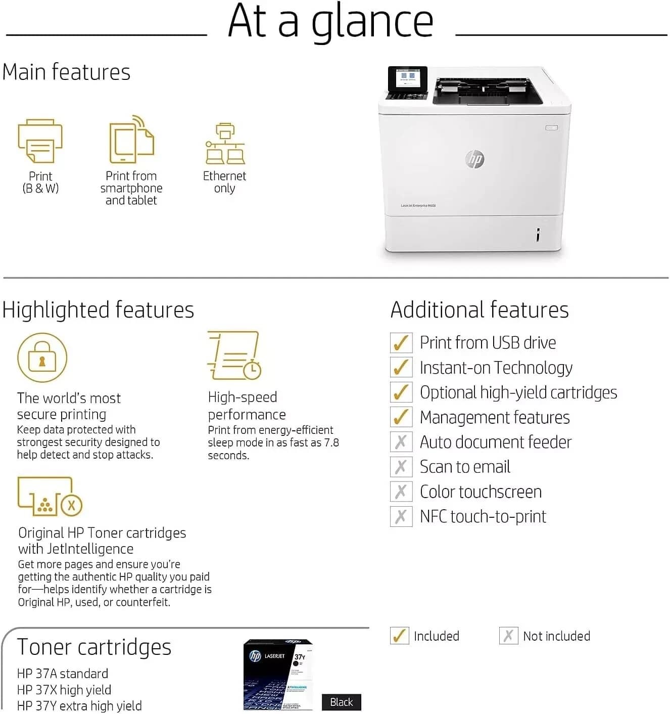 HP LaserJet Enterprise M608n Printers New