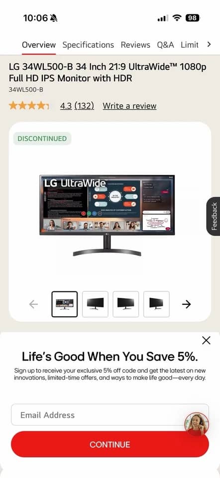 LG 34G630A Monitors
