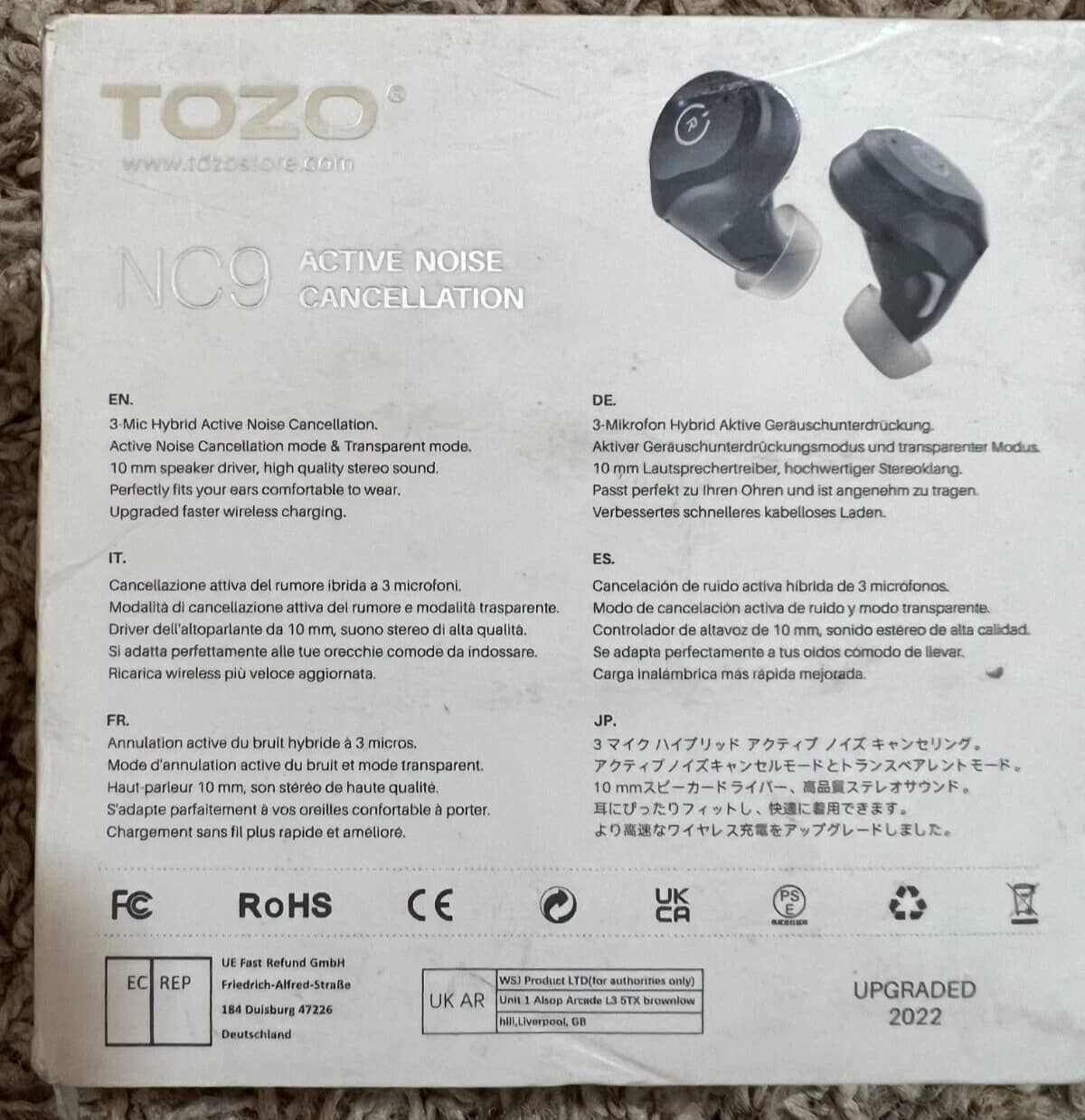 TOZO NC9 Headphones & Earbuds Blue New
