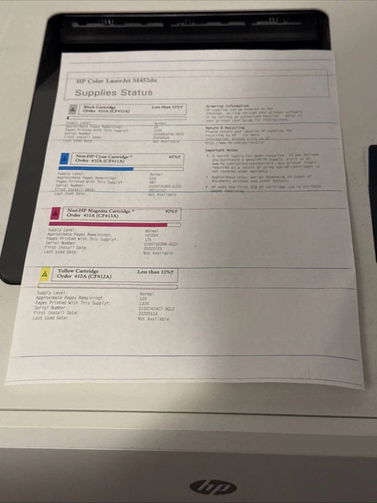 HP LaserJet Pro M454dn Printers Used - Good