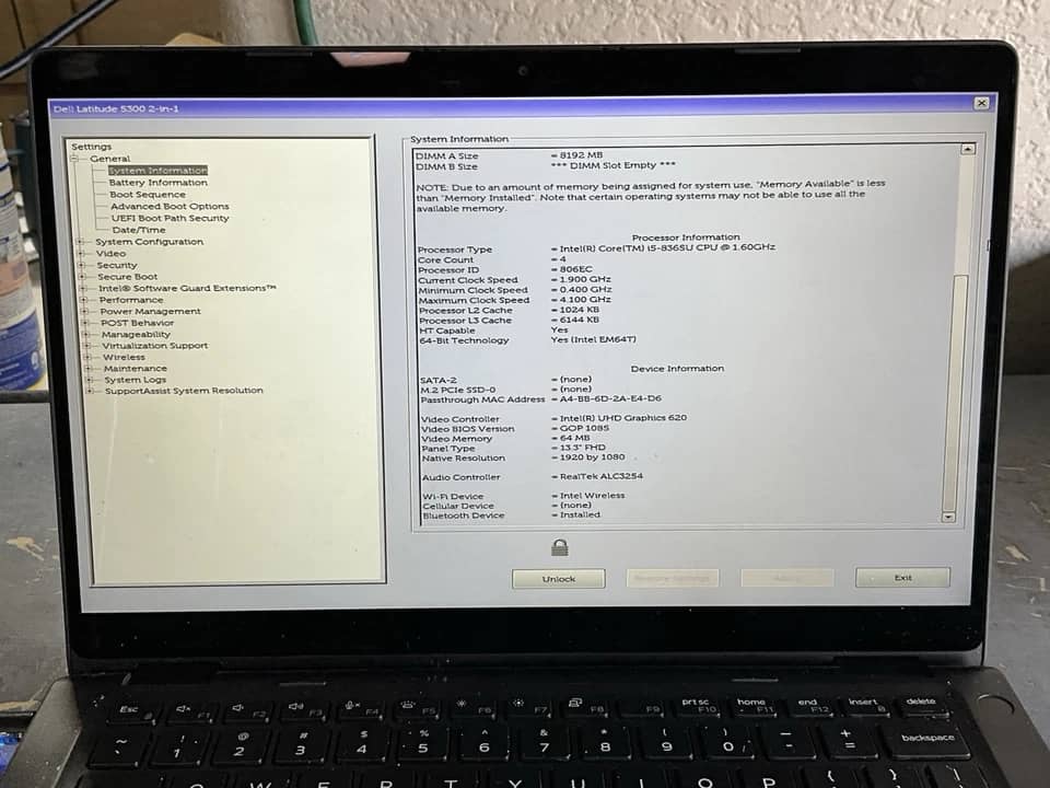 Dell Latitude 5300 2-in-1 Computers 256GB 16GB Refurbished - Excellent