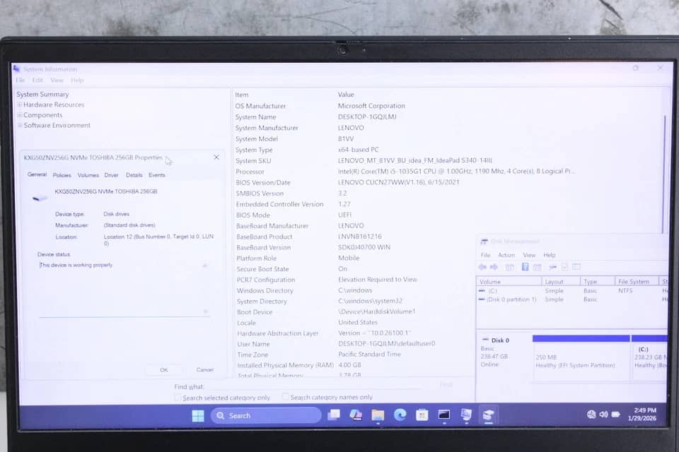 Lenovo IdeaPad S340-14IIL Computers 256GB 8GB Used - Good