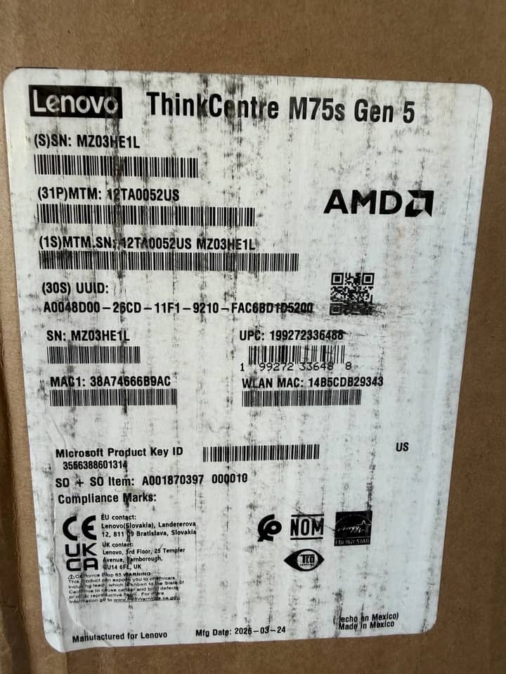 Lenovo ThinkCentre M75s Gen 5 Computers 512GB 16GB New