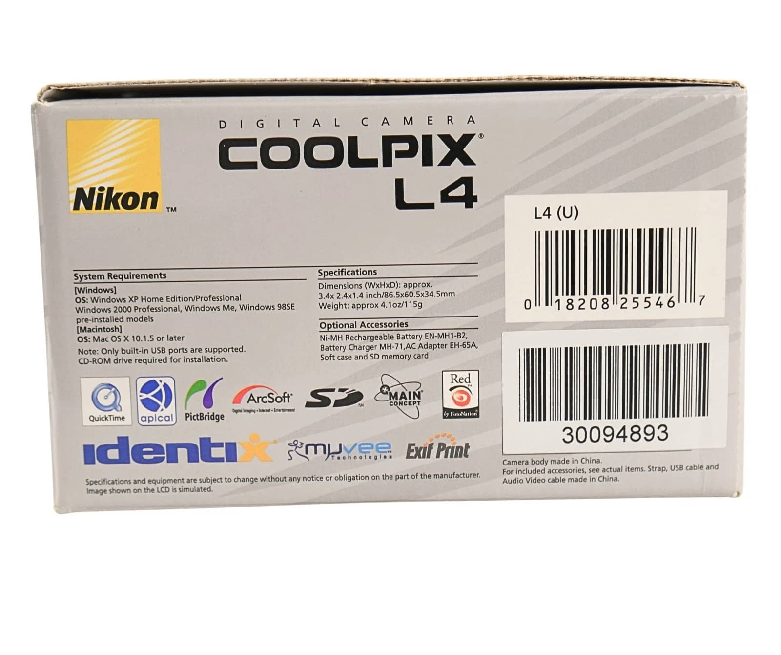 Nikon COOLPIX L4 Digital Cameras Silver New Body Only