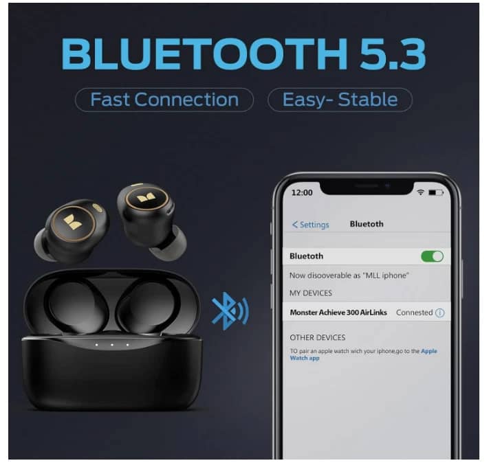 Monster Achieve 300 Headphones & Earbuds Black New