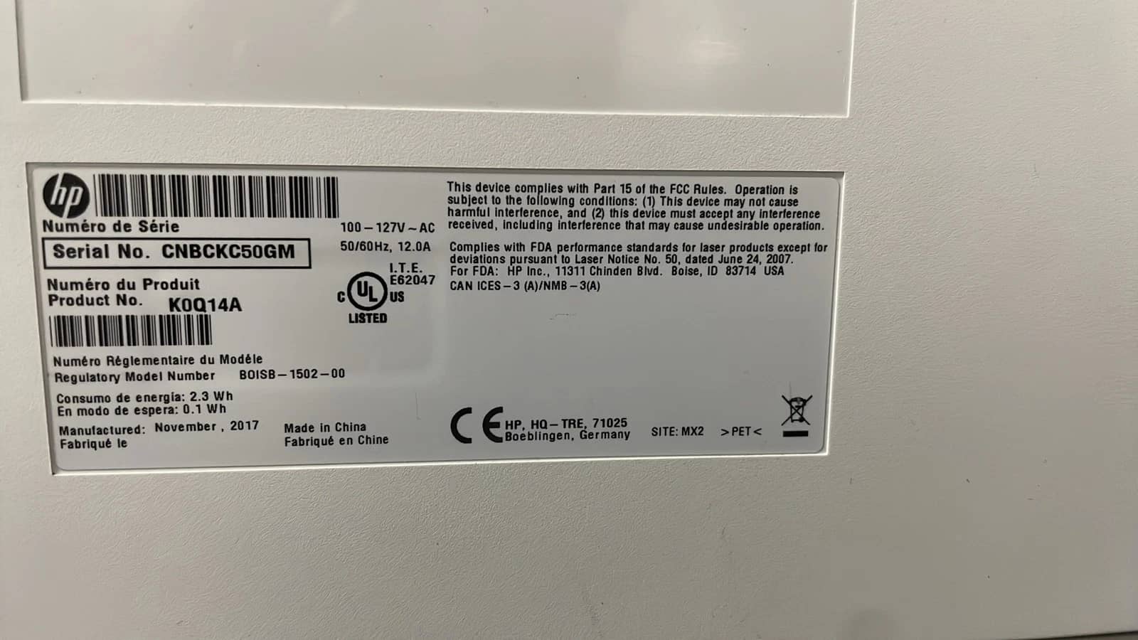HP LaserJet Enterprise M607 KOQ14A Printers Used - Good