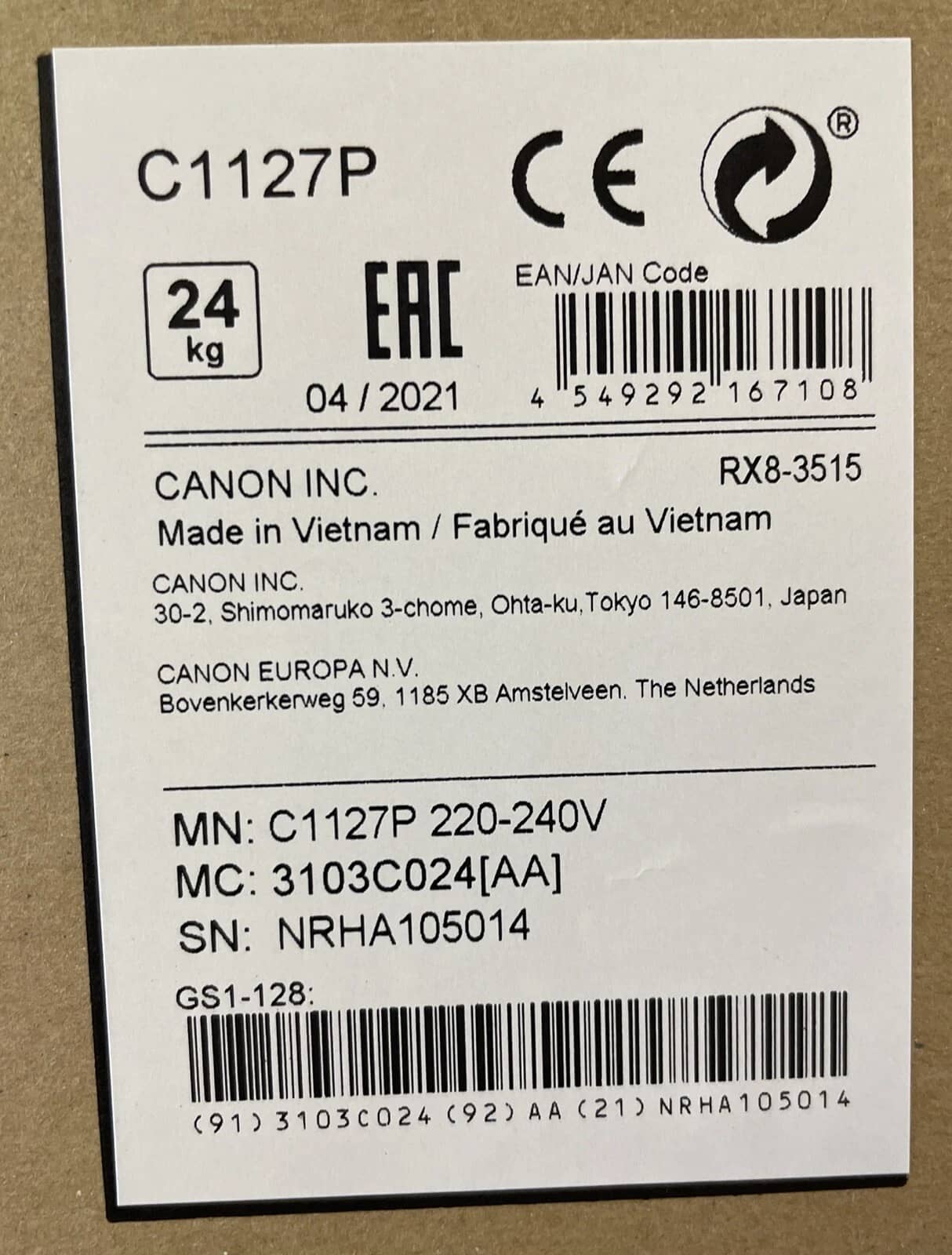 Canon C1127P, RX8-3515 Printers New