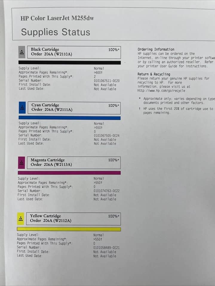 HP Color LaserJet Pro M255dw Printers New