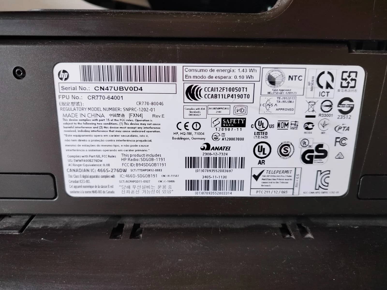 HP 276dw Printers New