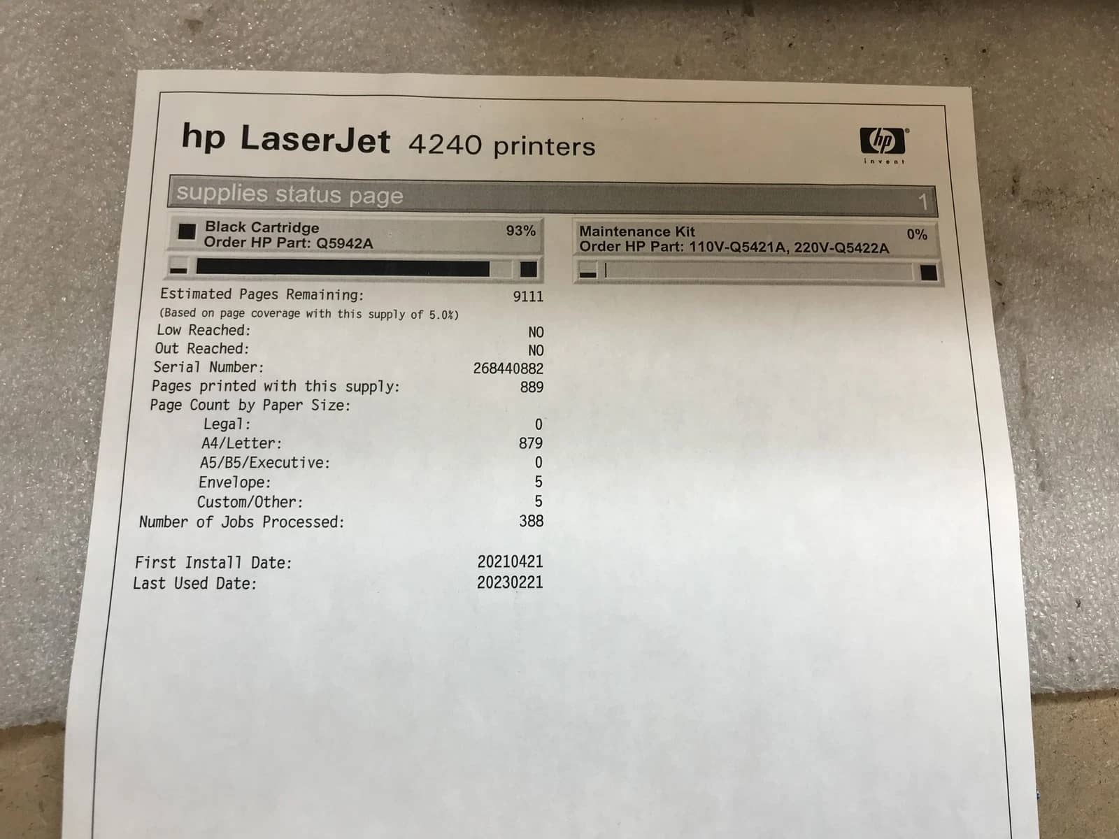 HP Q7785A, HP LaserJet 4240n Printers Used - Good
