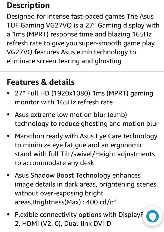 ASUS VG27AQL1A Monitors