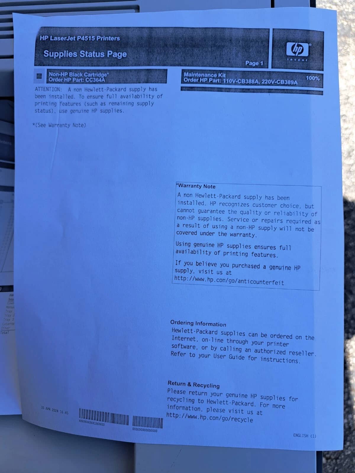 HP P4515N Printers Used - Good