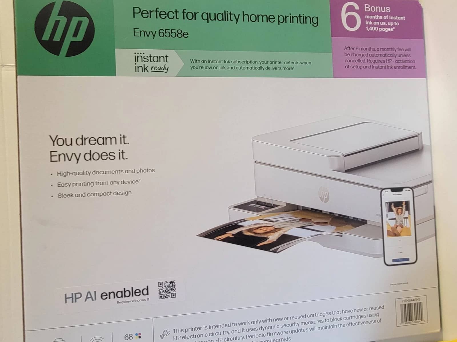 HP ENVY-6558E-O Printers Open-Box Excellent