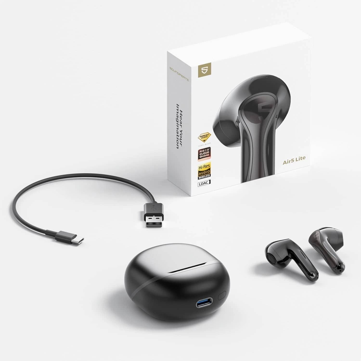 SoundPEATS Air5 Lite Headphones & Earbuds Black New