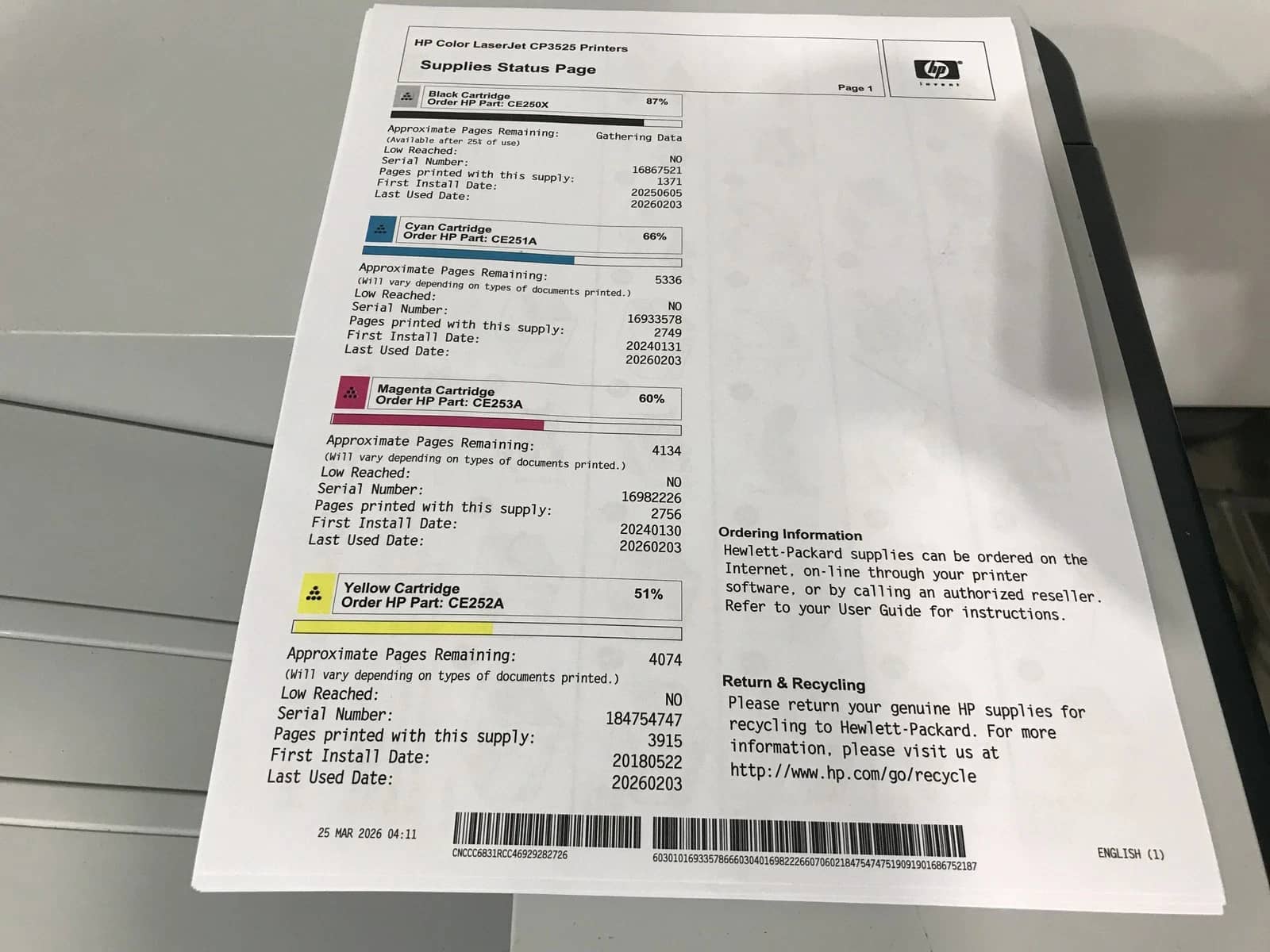 HP Color LaserJet CP3525n Printers Refurbished - Excellent