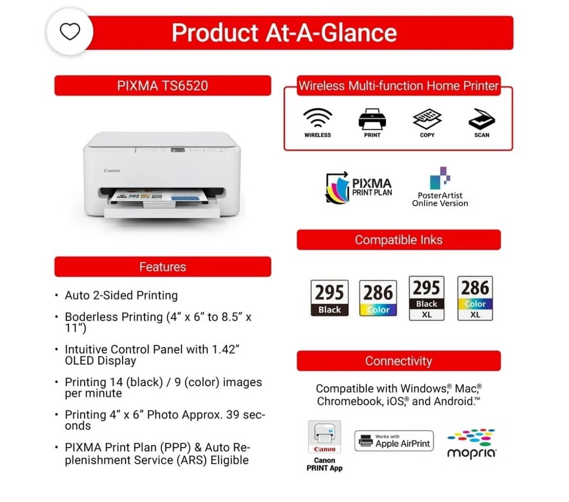Canon PIXMA TS6520 Printers New