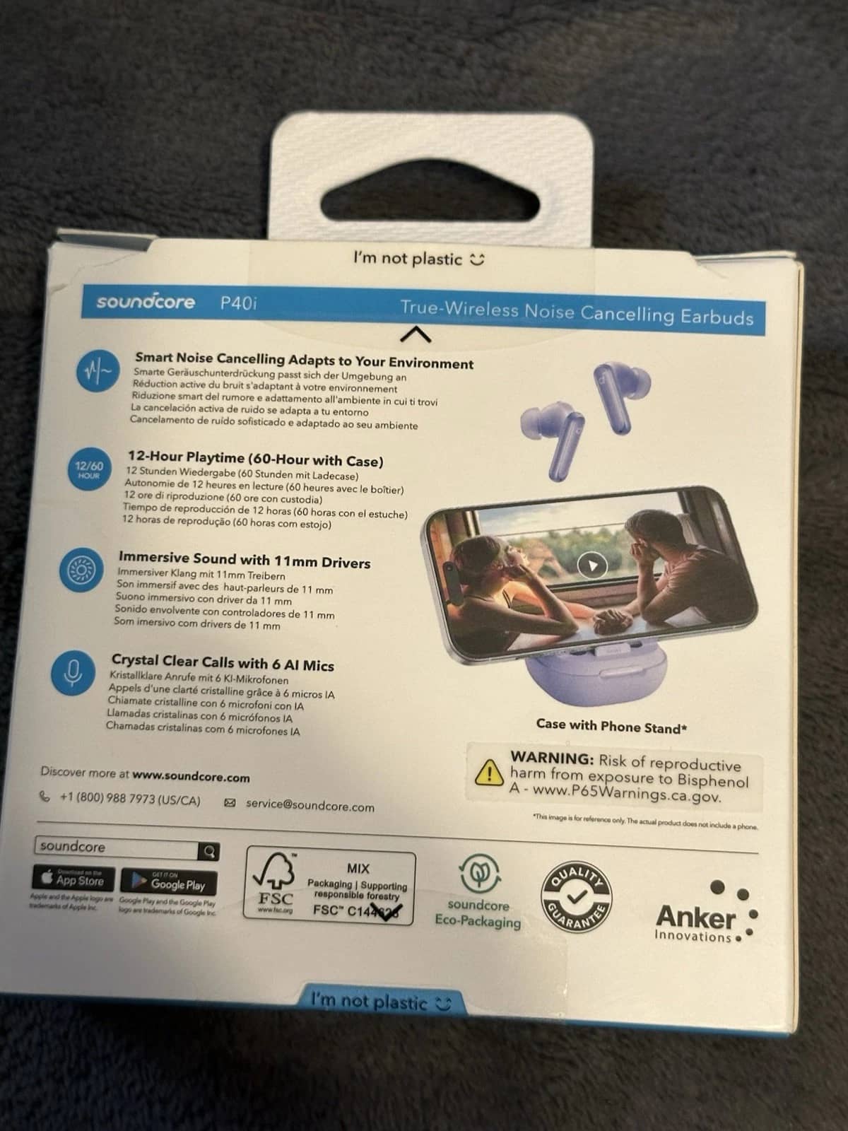 Soundcore A3955 Headphones & Earbuds White New