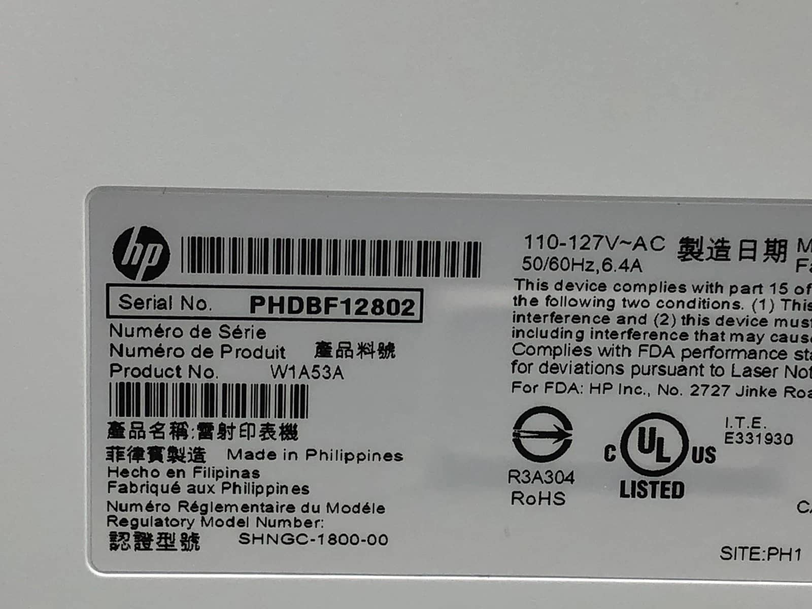 HP W1A53A Printers Used - Good
