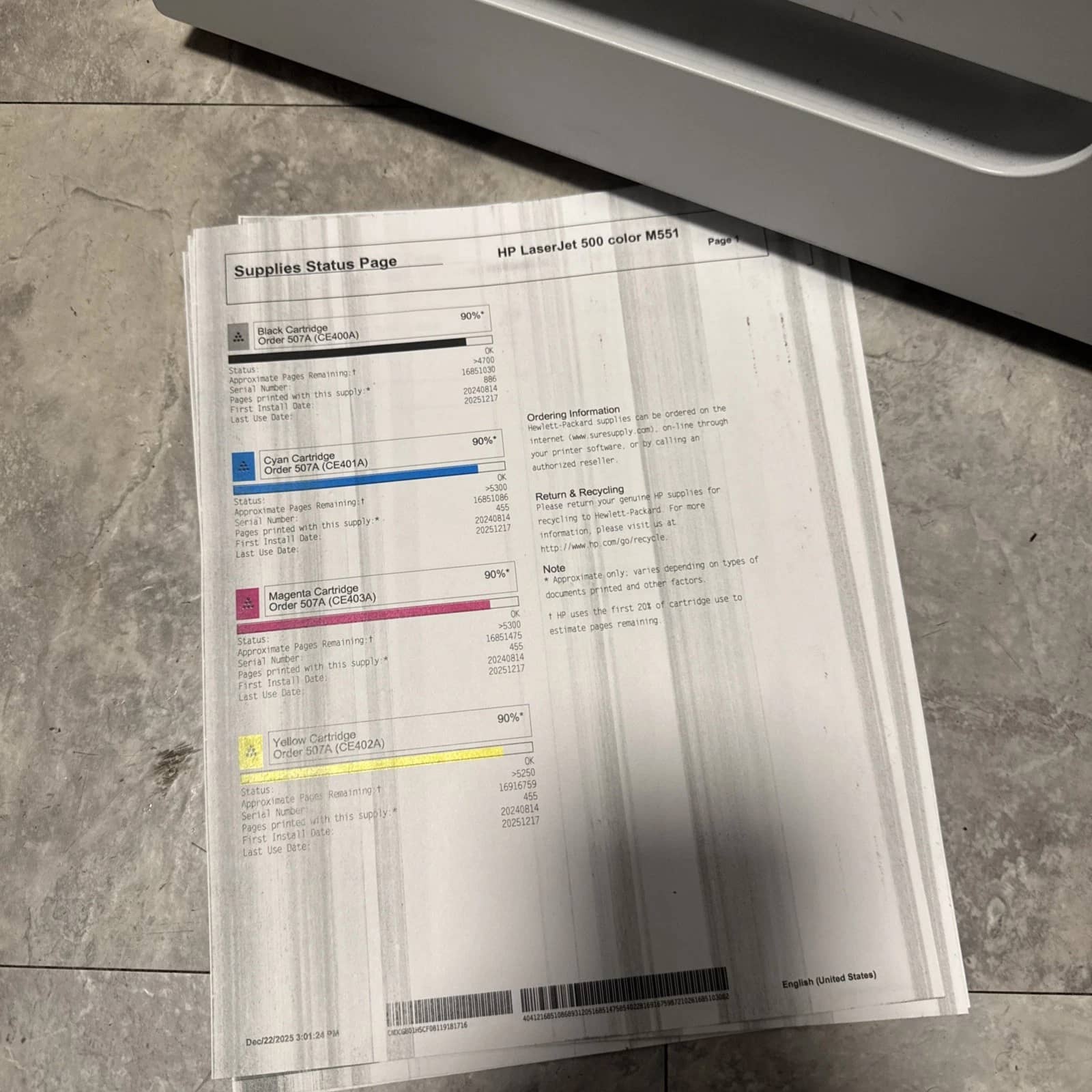 HP M551 Printers New