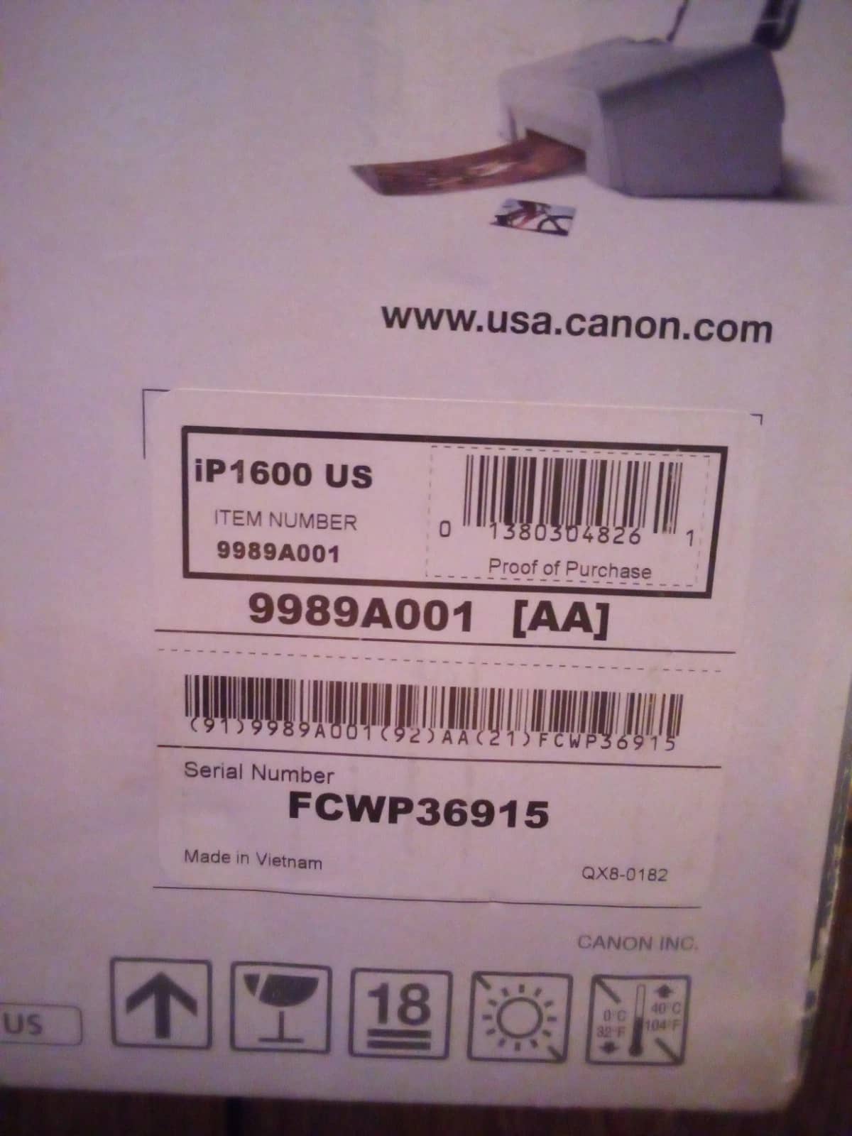 Canon PIXMA iP1600 Printers New