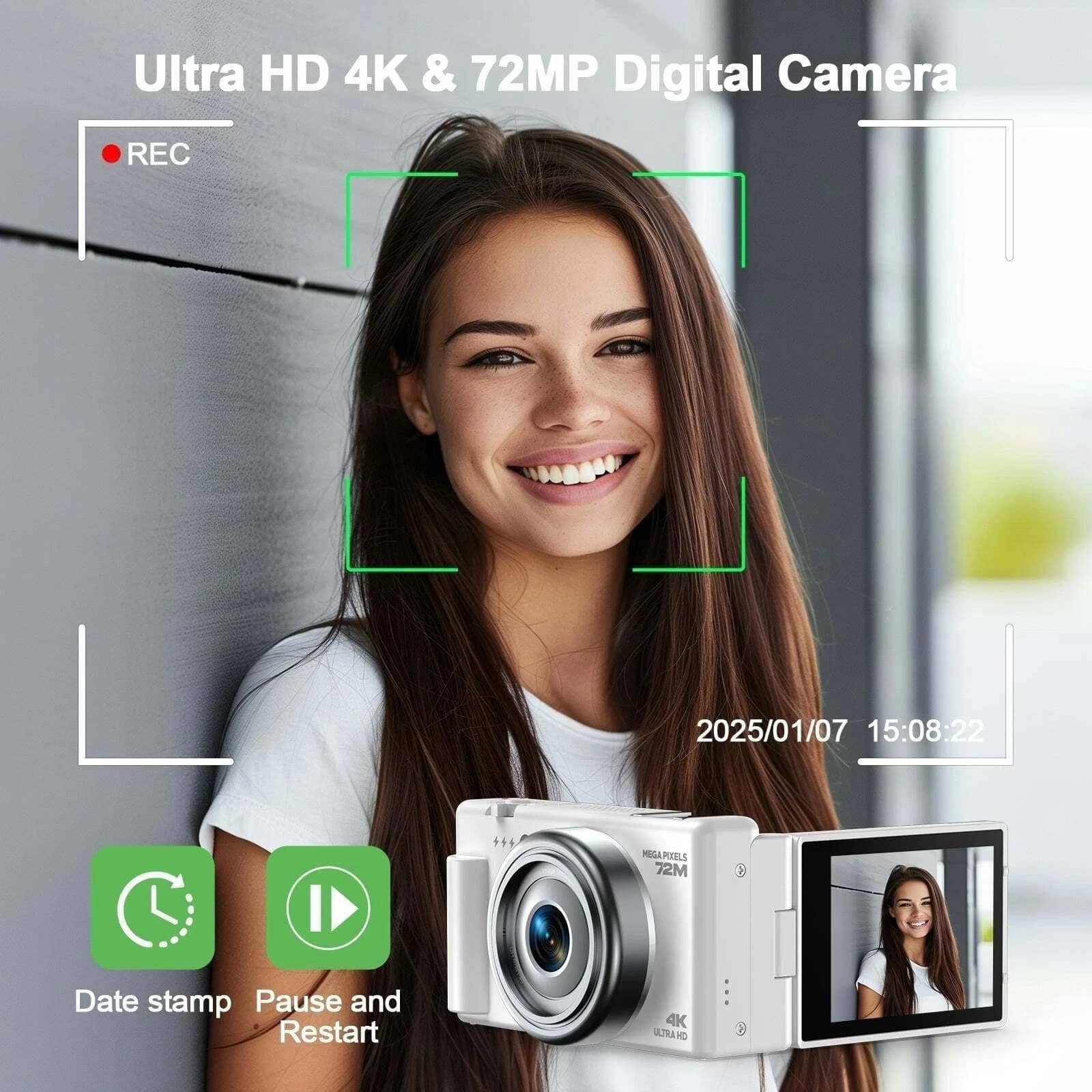 Campark AC18 Digital Cameras White New Body Only
